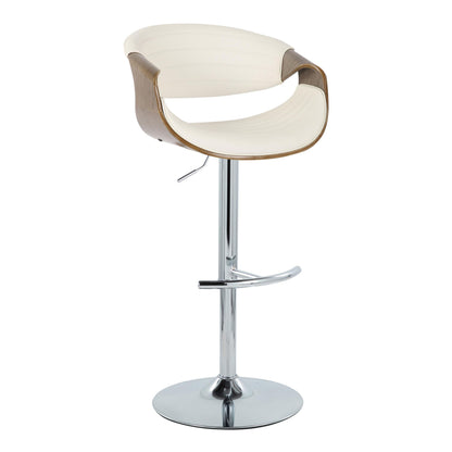 Symphony - Mid-Century Modern Adjustable Barstool With Swivel With Rounded T Footrest (Set of 2) - Chrome / Light Gray / White
