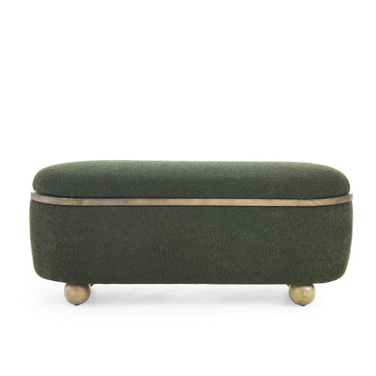 Modern Storage Ottoman Bench Upholstered Seating With Storage - Dark Green