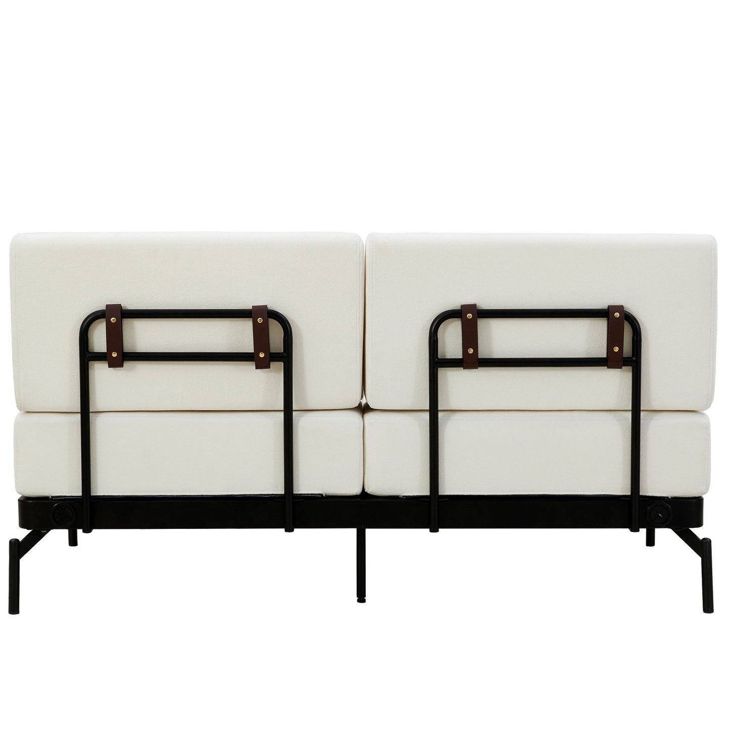 Modern Loveseat Sofa 59" Couch With Flexible USB Ports, Unique Cylindrical Armrests - Beige
