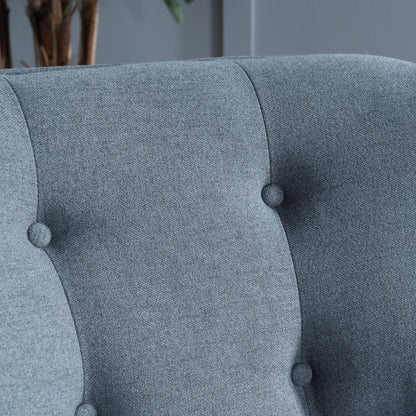Modern Arm Chair With Tufted Back And Wooden Legs - Charcoal