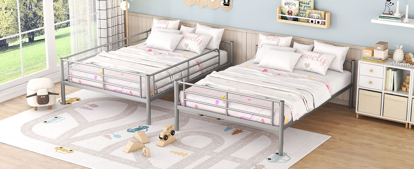 Full Over Full Metal Bunk Bed - Sliver