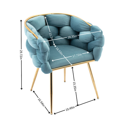 Luxury Modern Simple Leisure Velvet Single Sofa Chair Bedroom Lazy Person Household Dresser Stool Manicure Table Back Chair - Blue