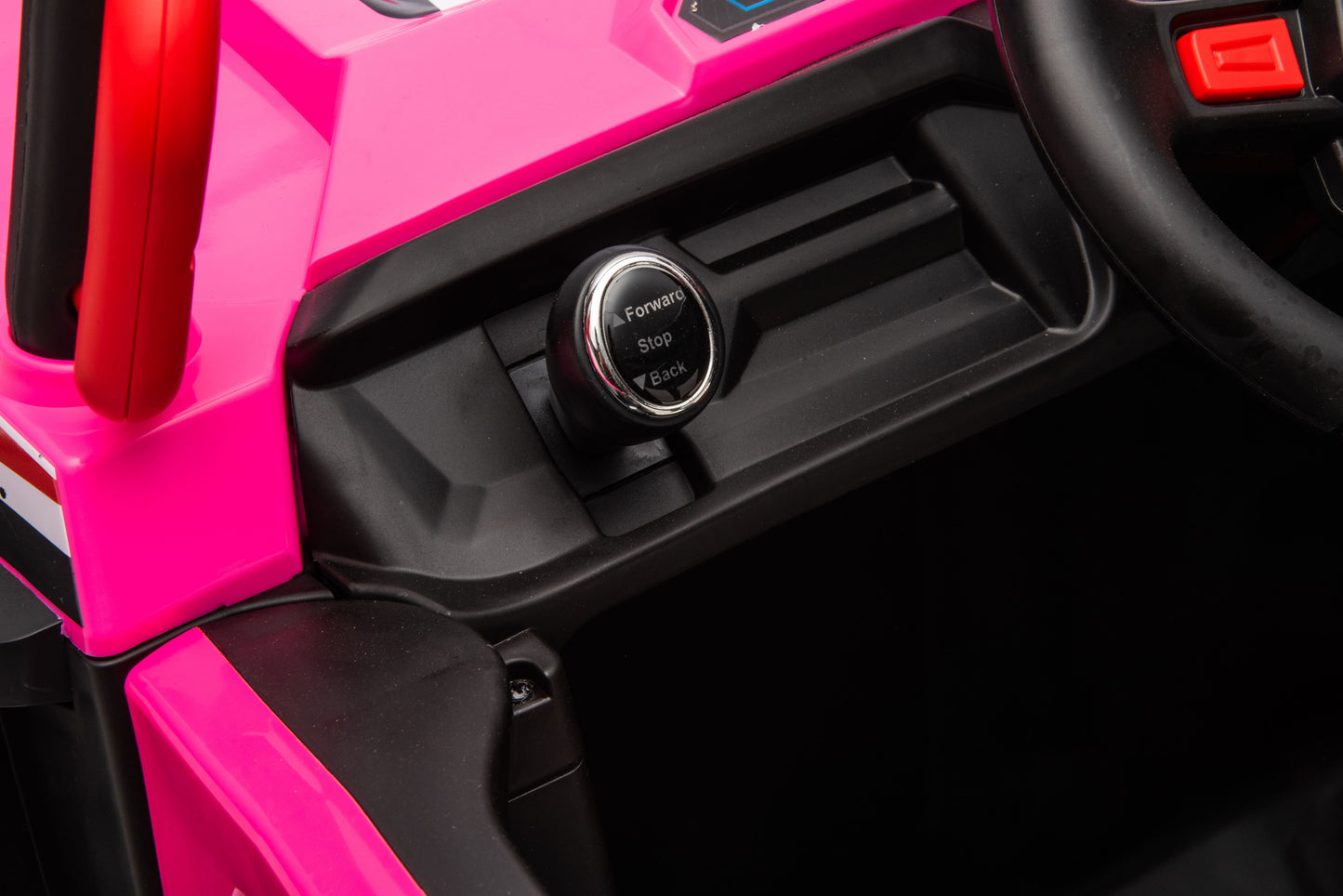 12V7A*1 30W*4 Four-Wheel Drive Leather Seat One Button Start, Forward And Backward, High And Low Speed, Music, Front Light, Power Display, Two Doors Can Open, 2.4G R / C, Seat Belt Four Wheel Absorber - Pink