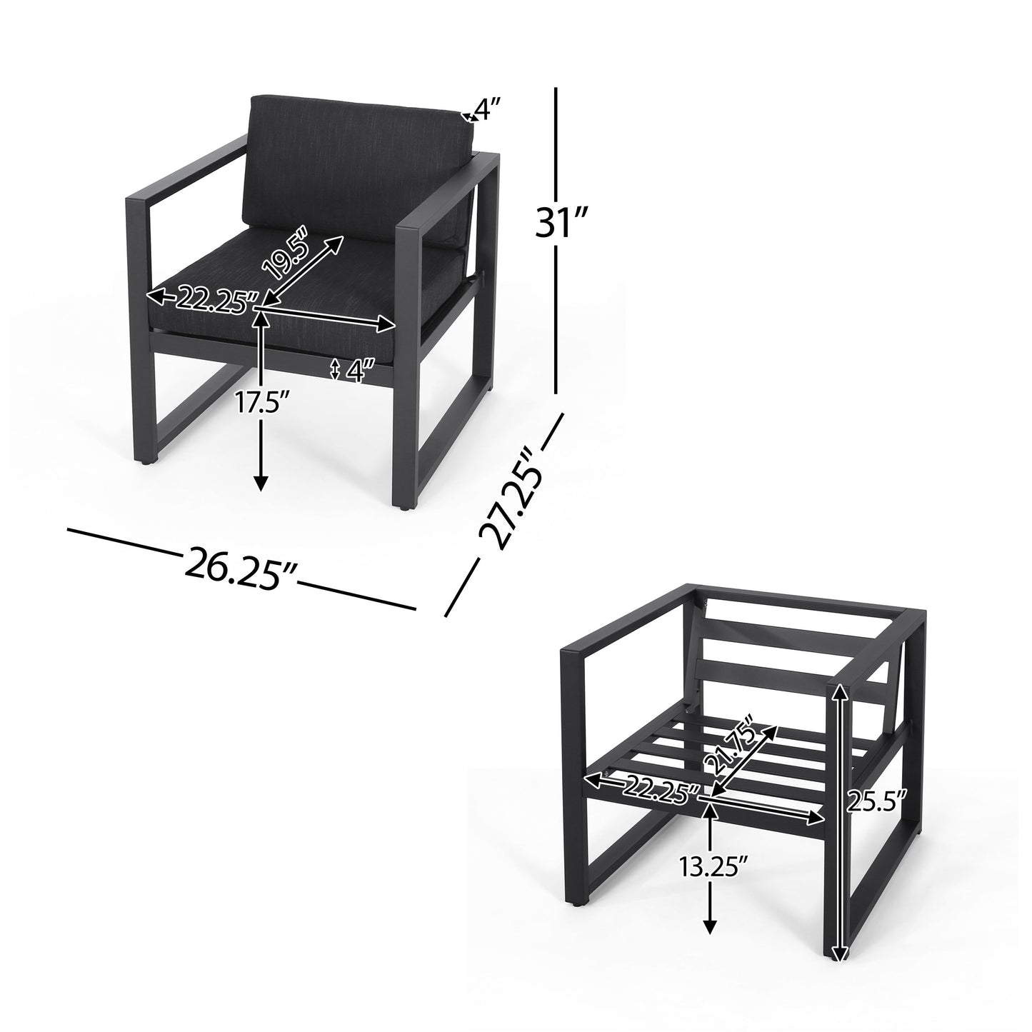 Navan - Club Chair - Dark Gray