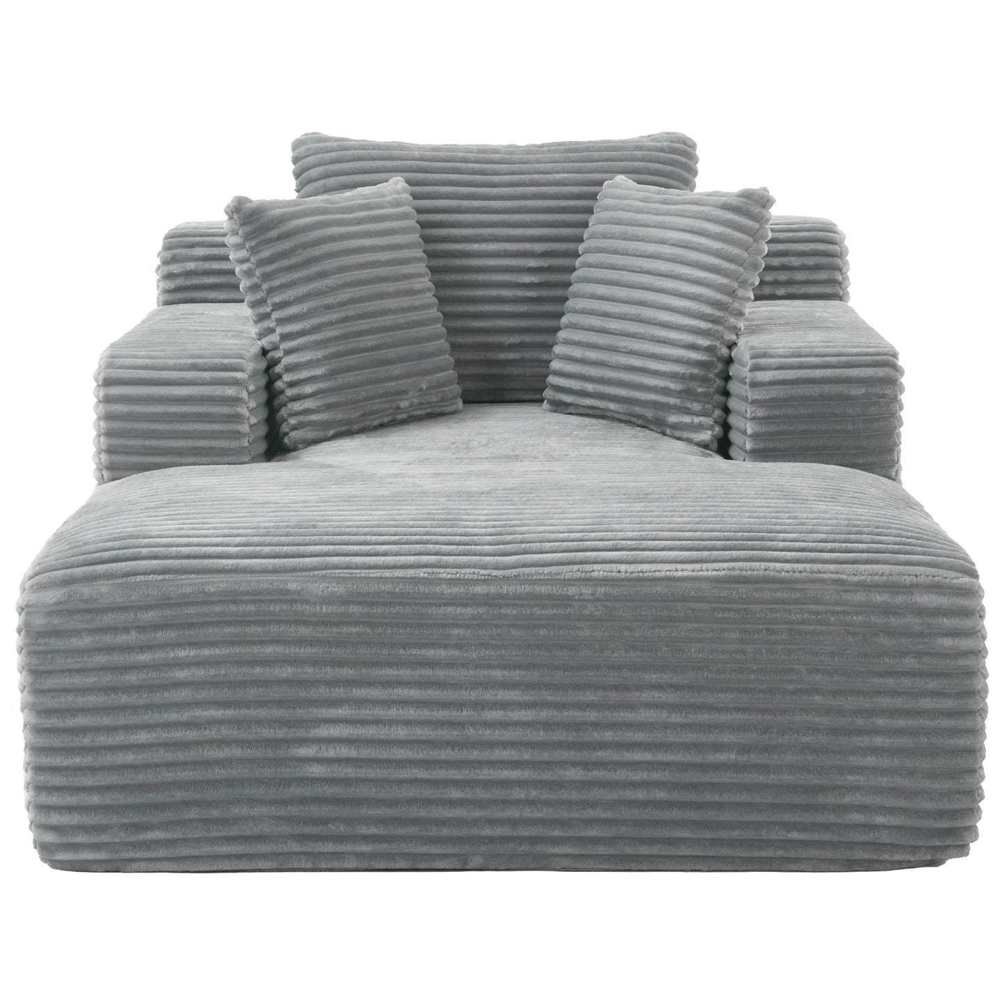 Modern Full Compressed Chaise Lounge Sofa Bed With Removable Pillows, Upholstered - Gray