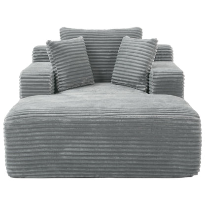 Modern Full Compressed Chaise Lounge Sofa Bed With Removable Pillows, Upholstered - Gray