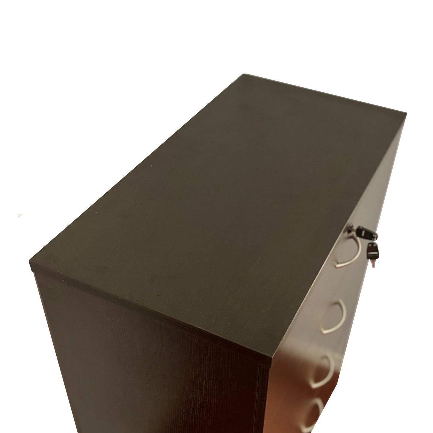 5 Drawer Chest Metal Handles Locking Top Drawer Metal Glide Rails Melamine Laminate - Red Cocoa Espresso