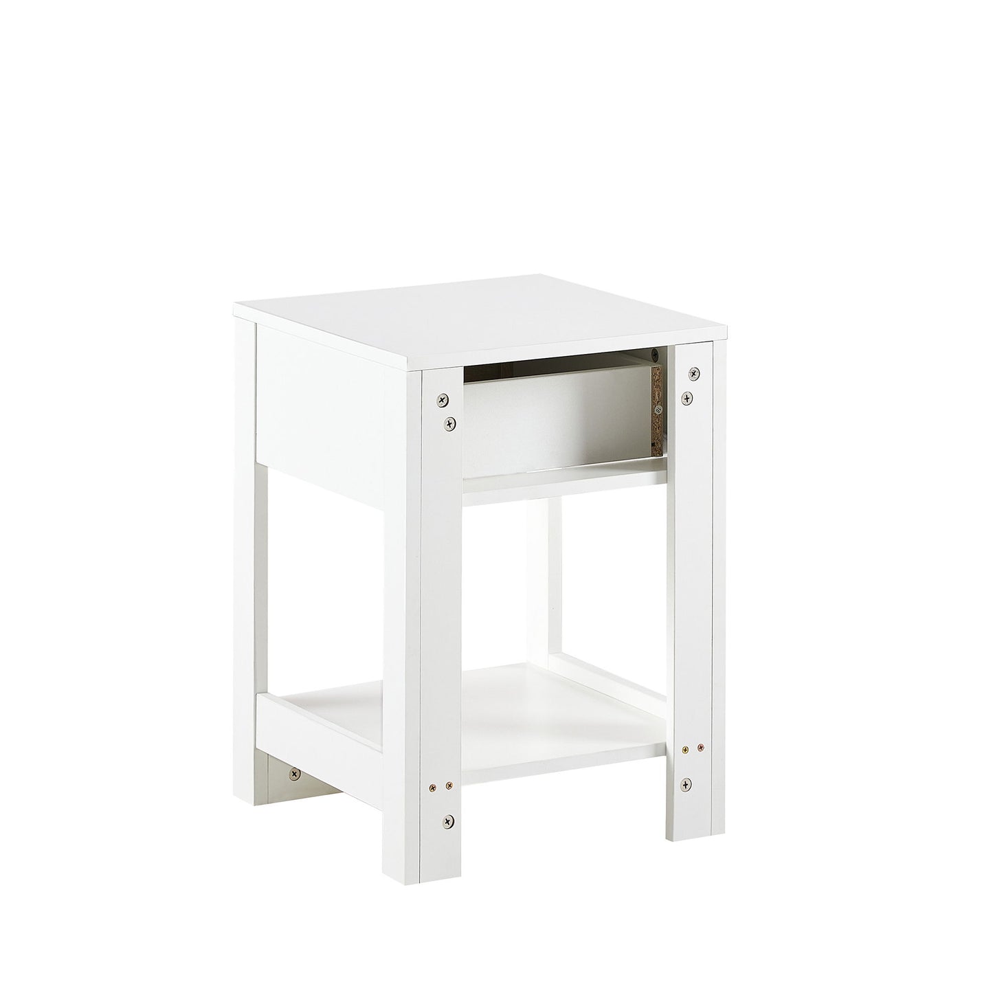 15.75" Rattan End Table With Drawer, Modern Nightstand, Side Table For Living Room, Bedroom - White