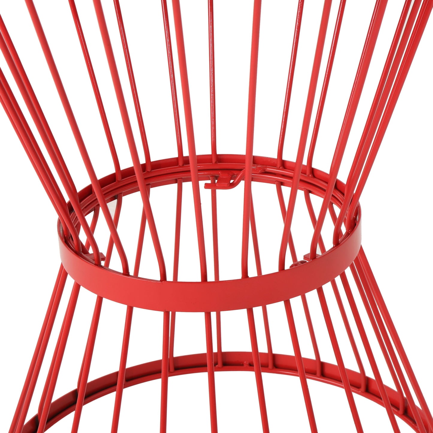 Lassen - Modern Red Iron Side Table With Hourglass Design - Red