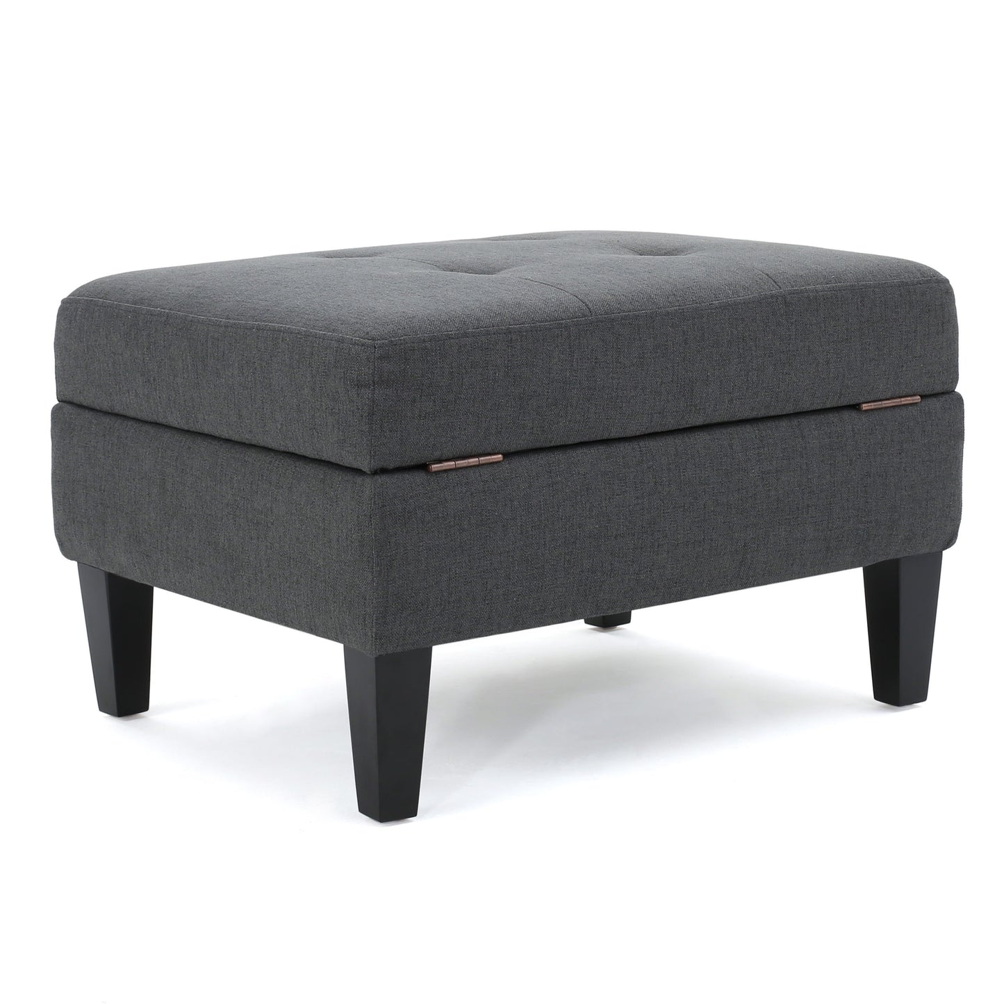 Contemporary Storage Ottoman With Tufted Waffle Stitching - Dark Gray