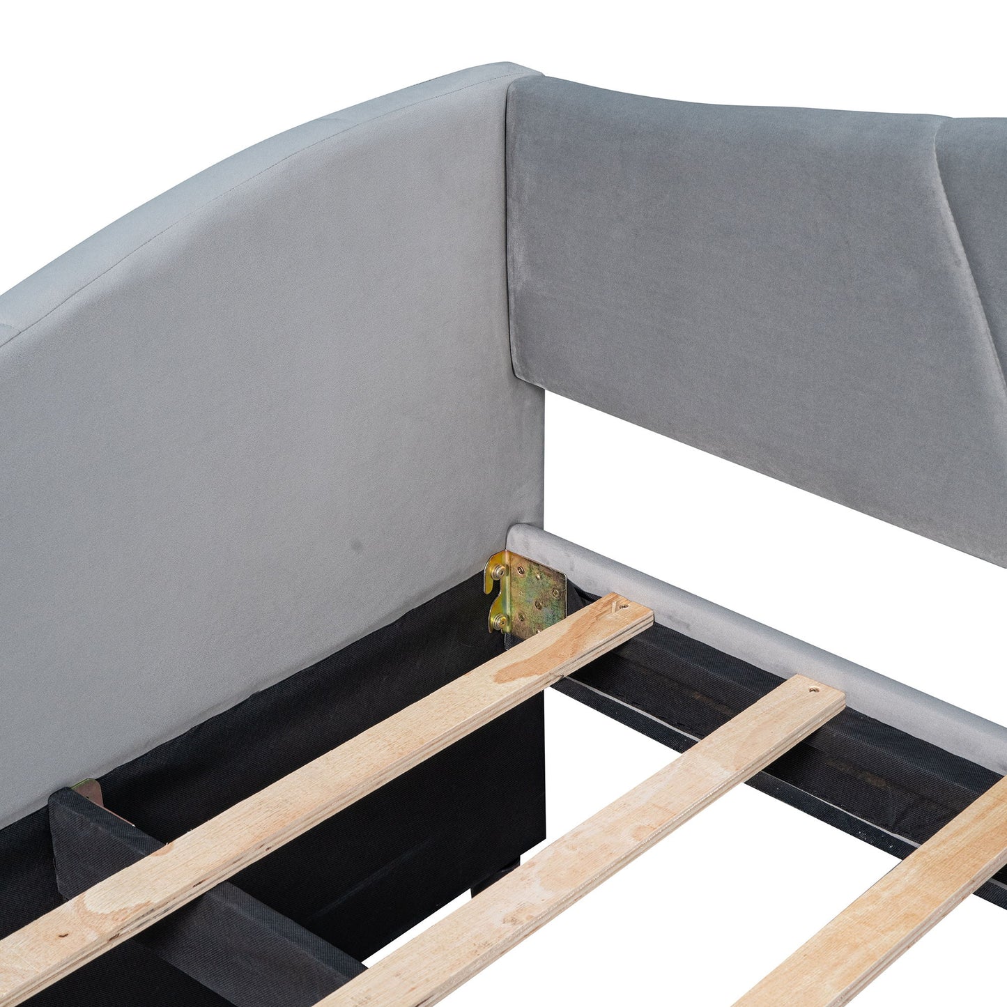 Twin Size Upholstered Daybed Sofa Bed With Trundle And Slat - Gray