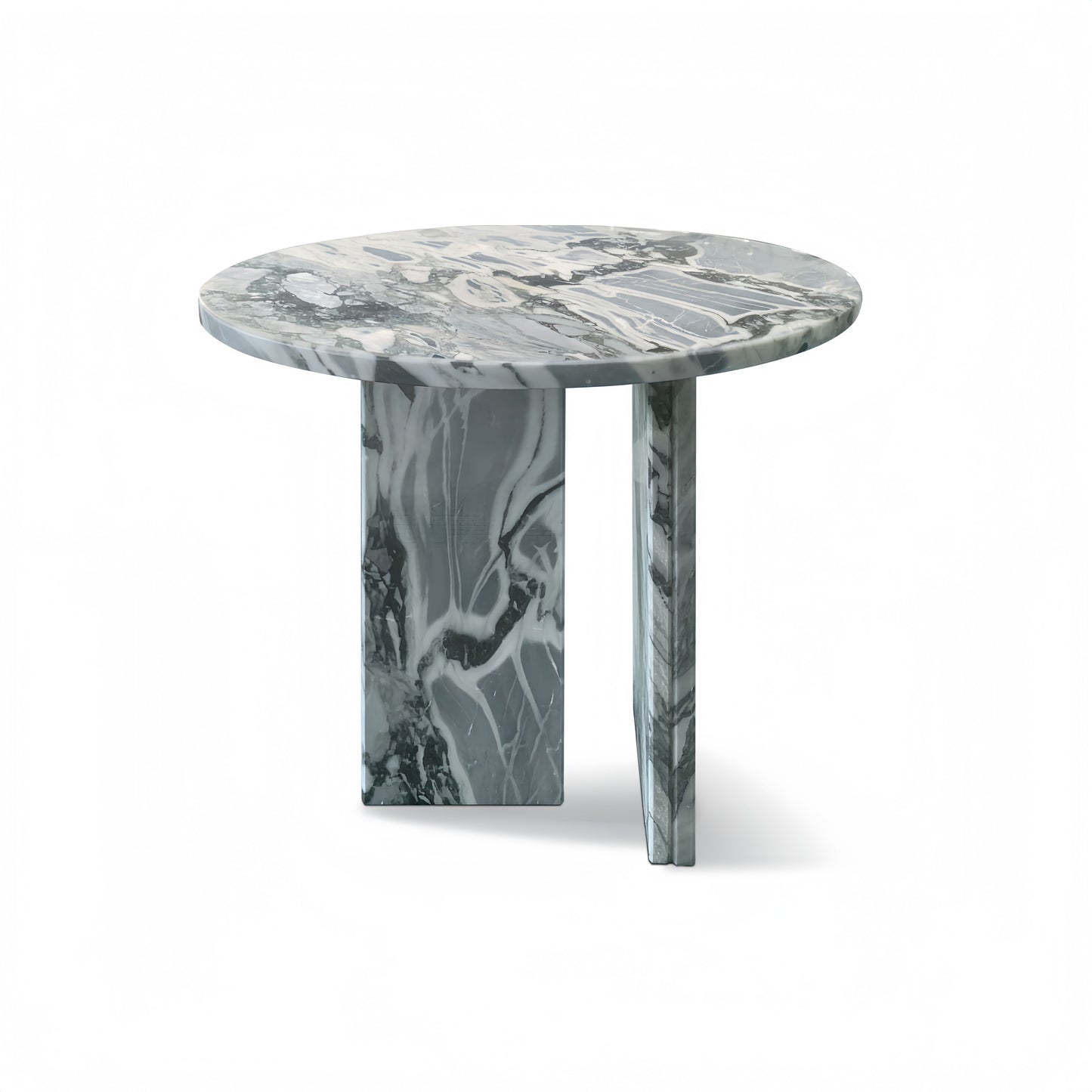 Natural Marble Coffee Table With Polished Surface, Genuine Stone - Blue Gray