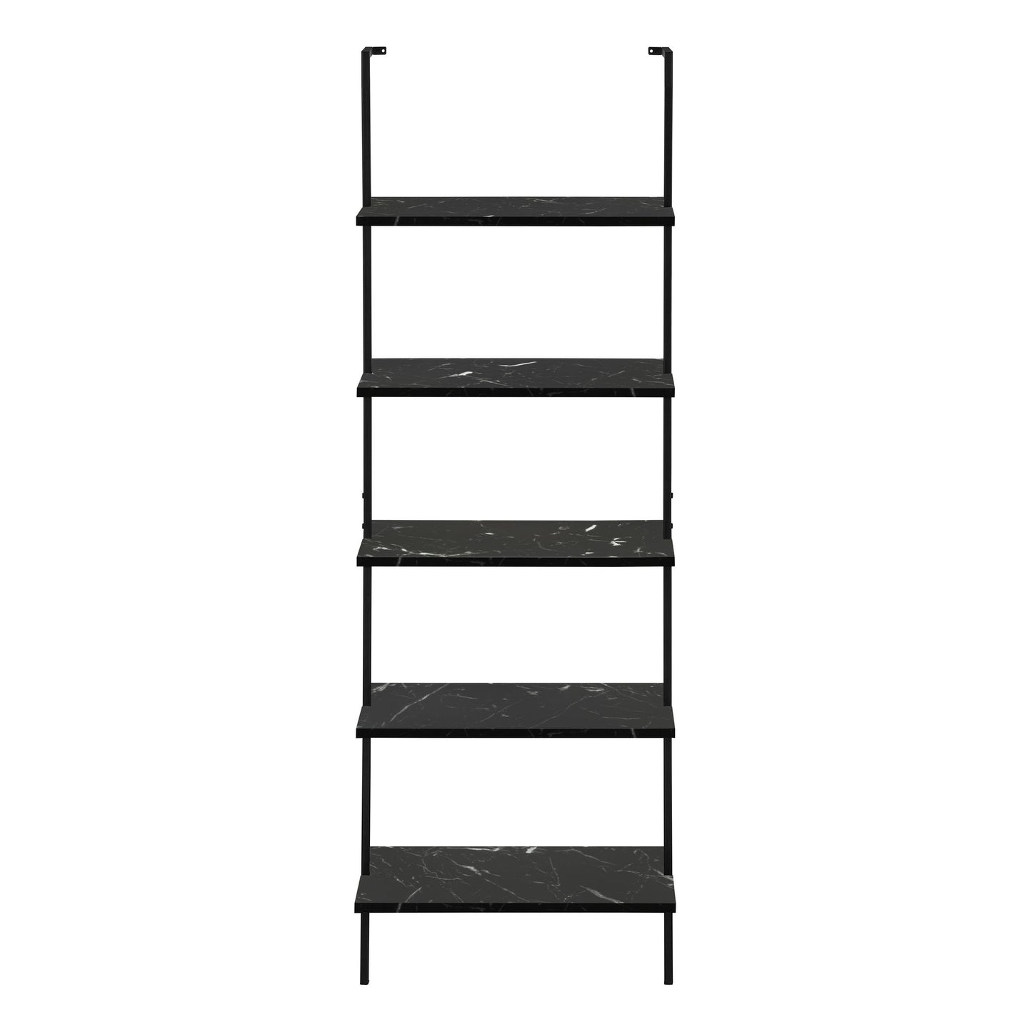 Bookshelf, Bookcase, Etagere, Ladder, 5 Tier, For Office, Marble Look Contemporary & Modern - Black