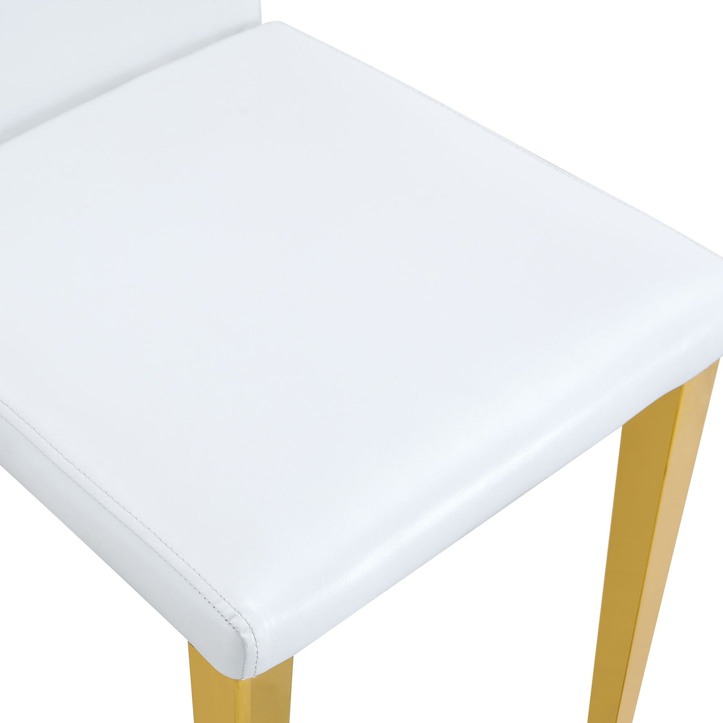 (Set of 4) Backrest Chairs With Gold Metal Legs A Perfect Match, Suitable For Minimalist And Contemporary Home Decor Styles - White / Gold