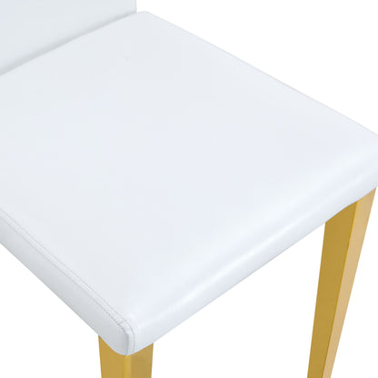 (Set of 4) Backrest Chairs With Gold Metal Legs A Perfect Match, Suitable For Minimalist And Contemporary Home Decor Styles - White / Gold