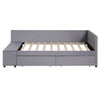 Twin L Shaped Upholstered Platform Bed With Storage Drawers - Gray