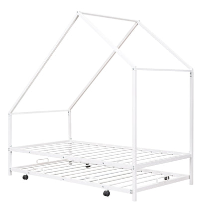Twin Size House Bed & Trundle - White