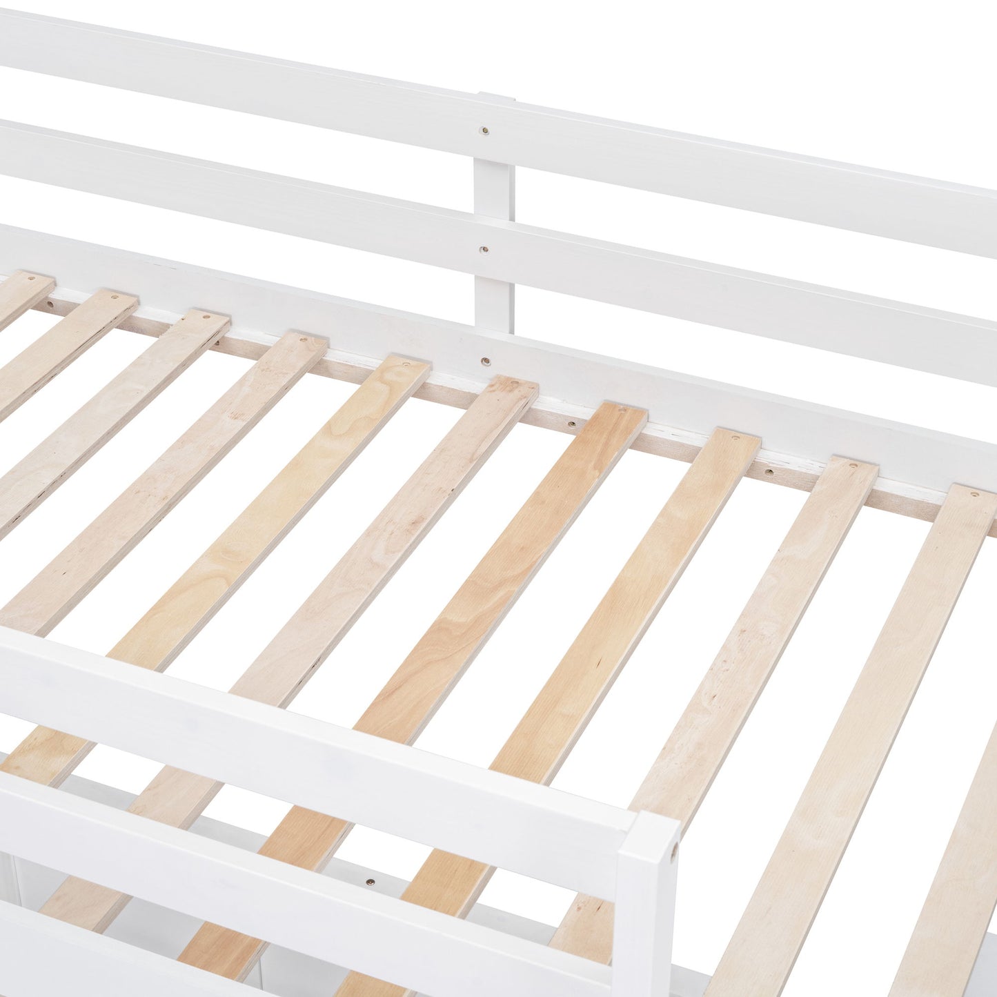Twin Over Full Bunk Bed With Desk - White
