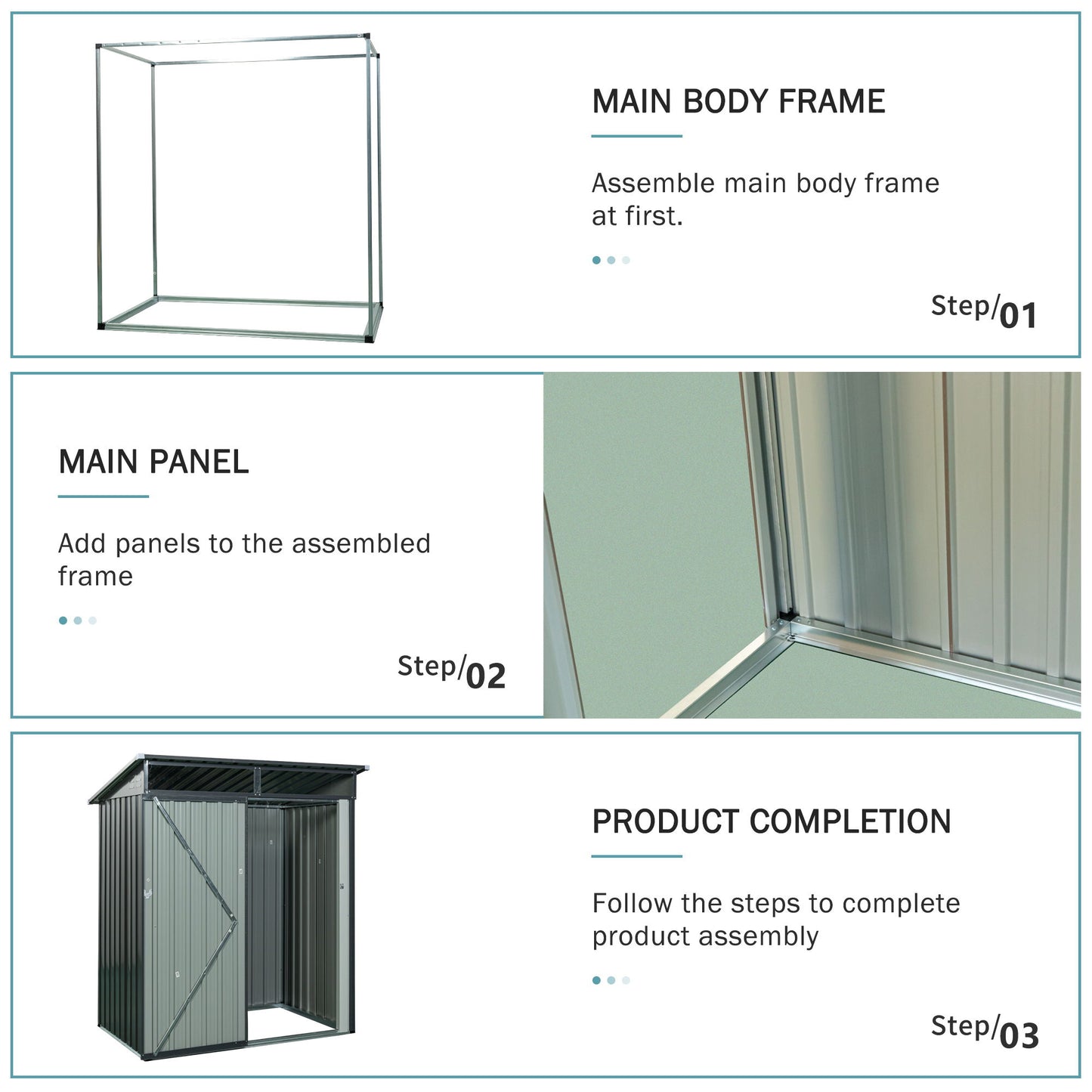 Tc53G Outdoor Metal Storage Shed Transparent Plate - Gray