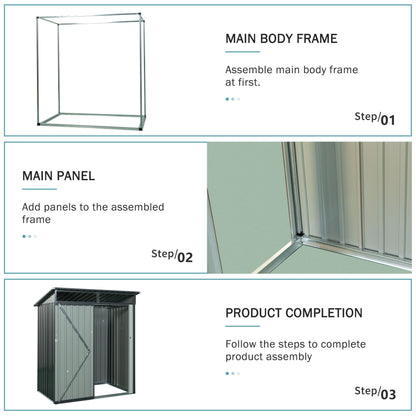 Tc53G Outdoor Metal Storage Shed Transparent Plate - Gray