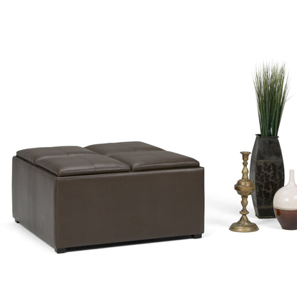 Avalon - Square Coffee Table Storage Ottoman - Chocolate Brown