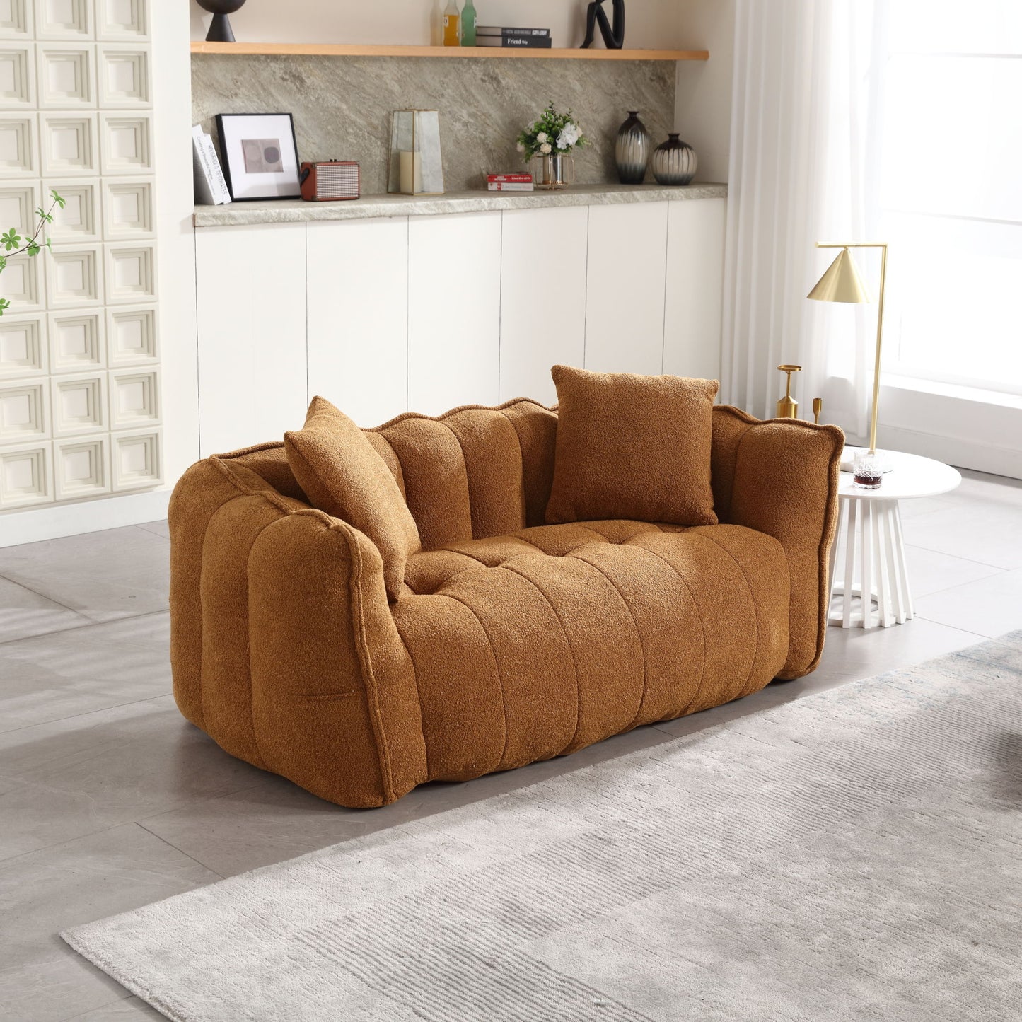 Soft Beanbag Chair With High Resilience Foam Core For Two People - Yellow