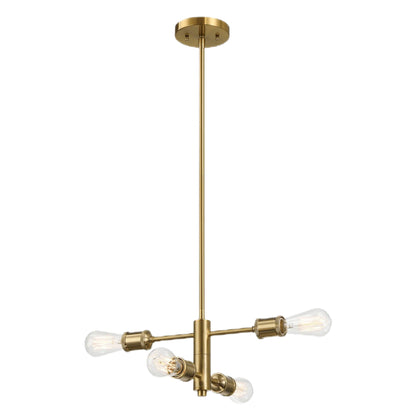 Trellis - 4 Lights Modern Gold Chandelier Vintage Pendant Fixture For Living Room - Clear / Gold