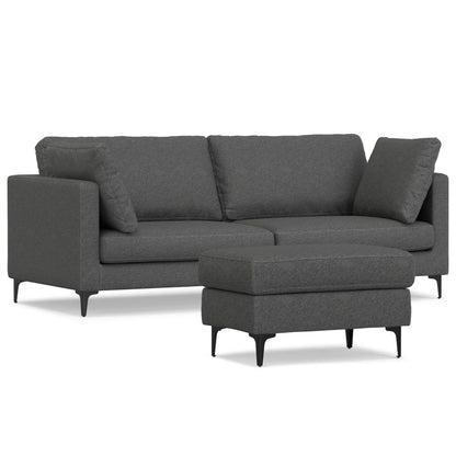 Ava - Mid Century Sofa With Ottoman Set - Dark Gray