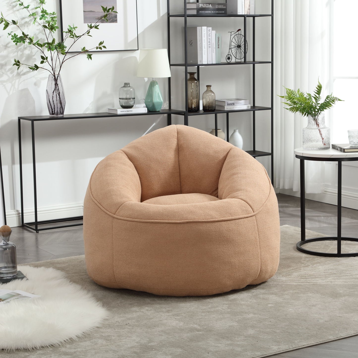 Bedding Bean Bag Sofa Chair High Pressure Foam Bean Bag Chair Adult Material With Padded Foam Padding Compressed Bean Bag With Footrest - Tan