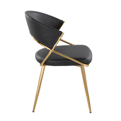 Jie - Glam, Dining Chair (Set of 2) - Gold / Black