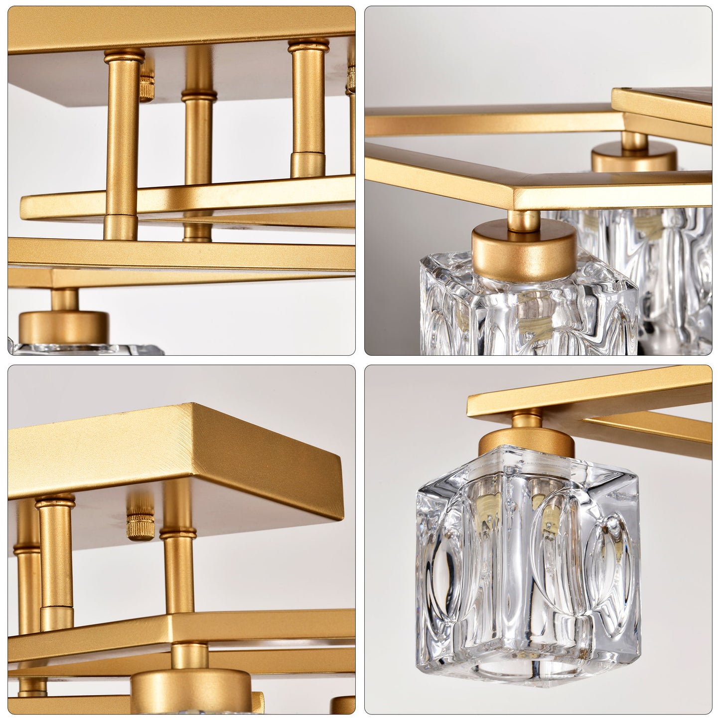 6 Light Crystal Ceiling Light For Dining Room, Modern Ceiling Lamp With Light Fixture For Entryway, Lobby, Kitchen, Bedroom, Living Room, Conference Room, (6*G9 Bulbs Included) - Gold
