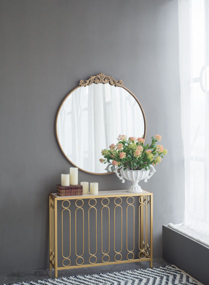 Round Wall Mounted Mirror With Frame For Bathroom Living Room - Gold