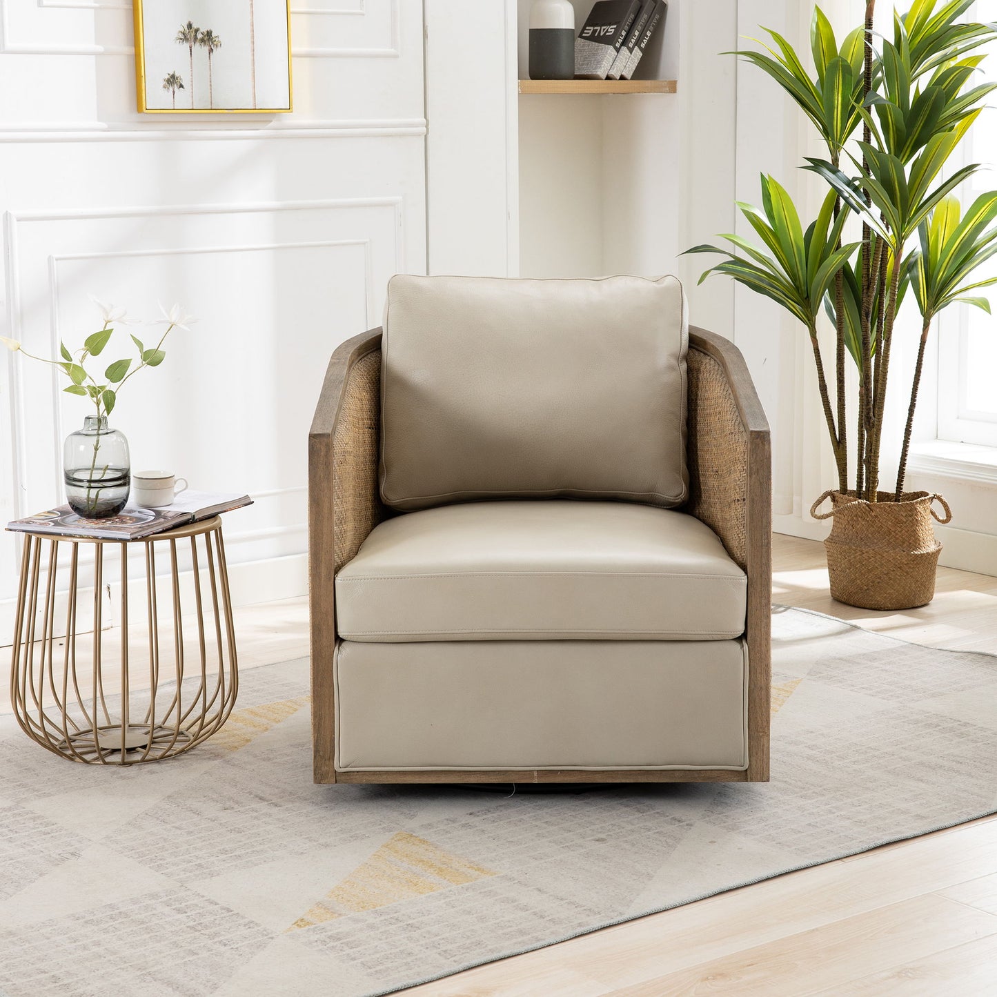 Swivel Barrel Chair, Comfy Round Accent Sofa Chair, 360 Degree Swivel - Oyster Gray
