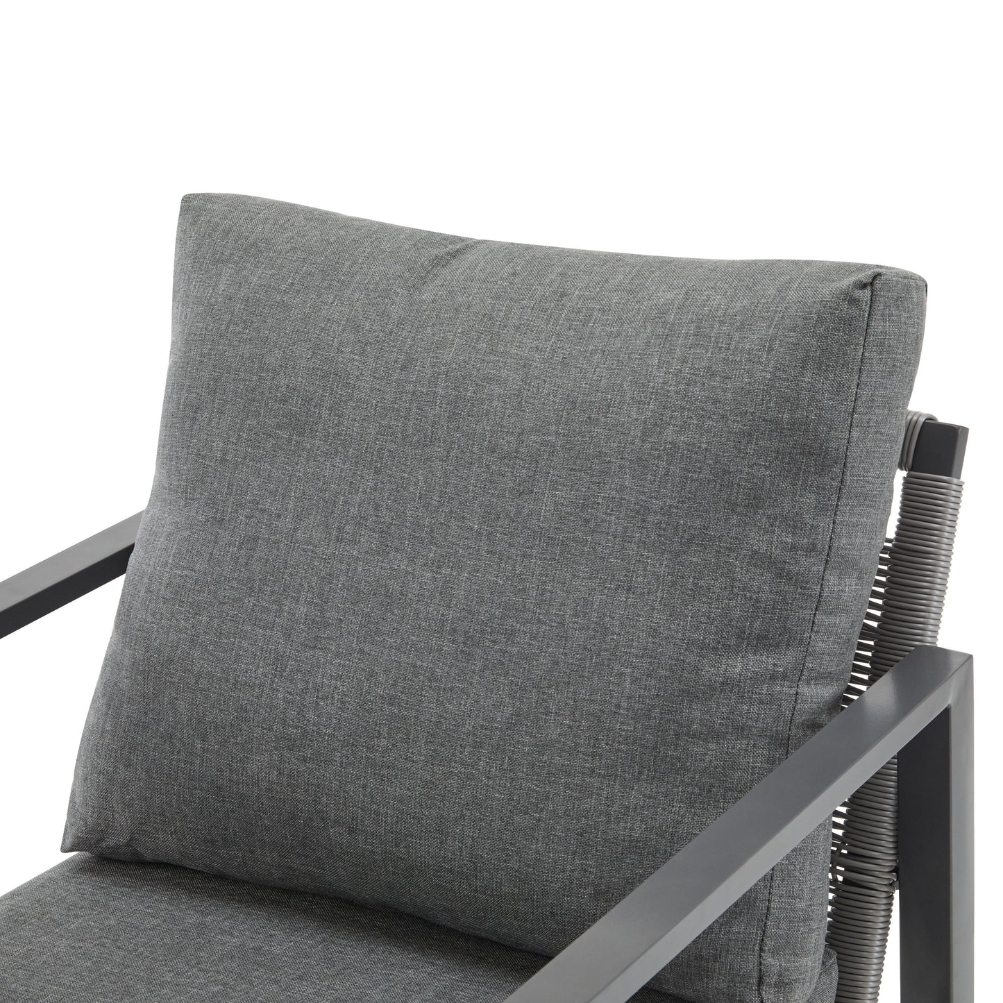 Modern Aluminum Lounge Chair With Rope Accents And Cushions For Indoor And Outdoor Spaces - Gray