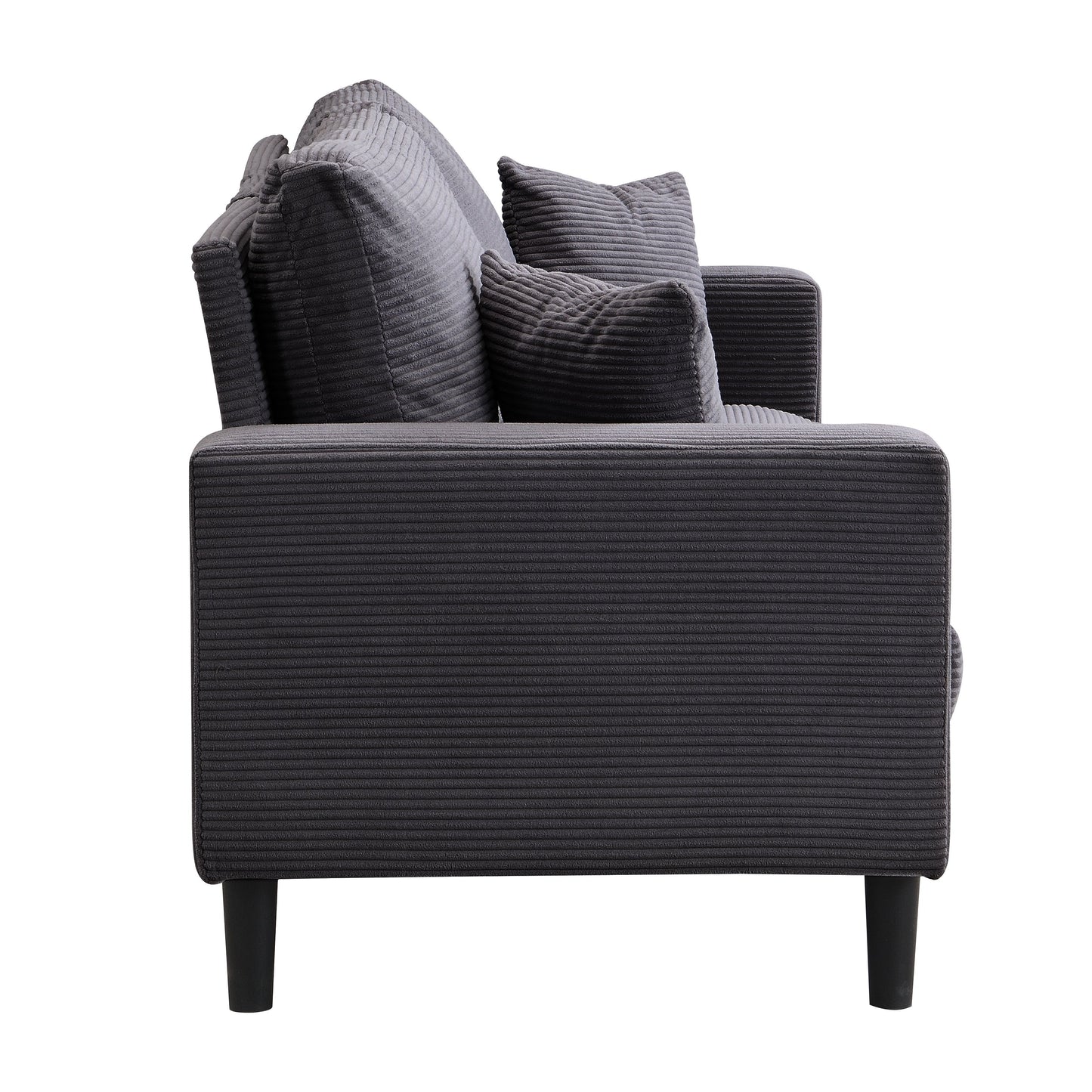 Modern Upholstered 2 Piece Sofa Set, Comfy Corduroy Living Room Furniture - Dark Gray