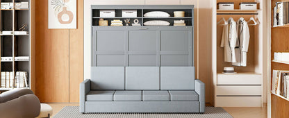 Queen Size Murphy Wall Bed With Sofa - Gray