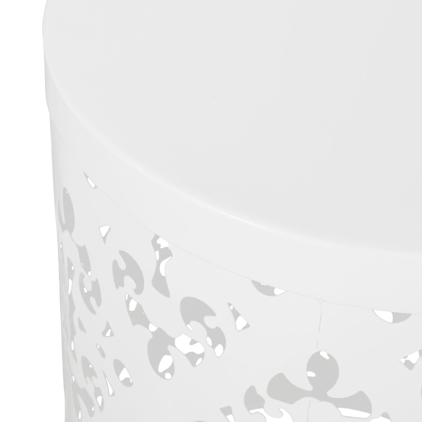 Outdoor Metal End Table, Large - White