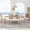 Topmax - 6 Piece Farmhouse Extendable Dining Table With Footrest, 4 Upholstered Dining Chairs And Dining Bench, Two 11