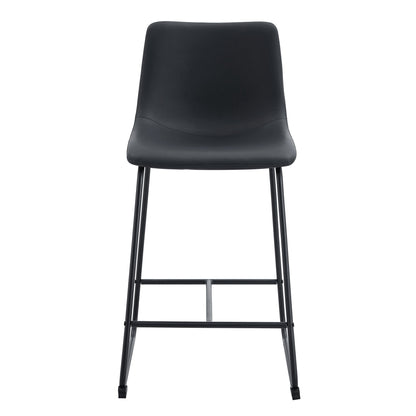 (Set of 2) Modern Minimalist Style Material Bar Stools, Suitable For Kitchen, Bar And Modern Home Design - Black