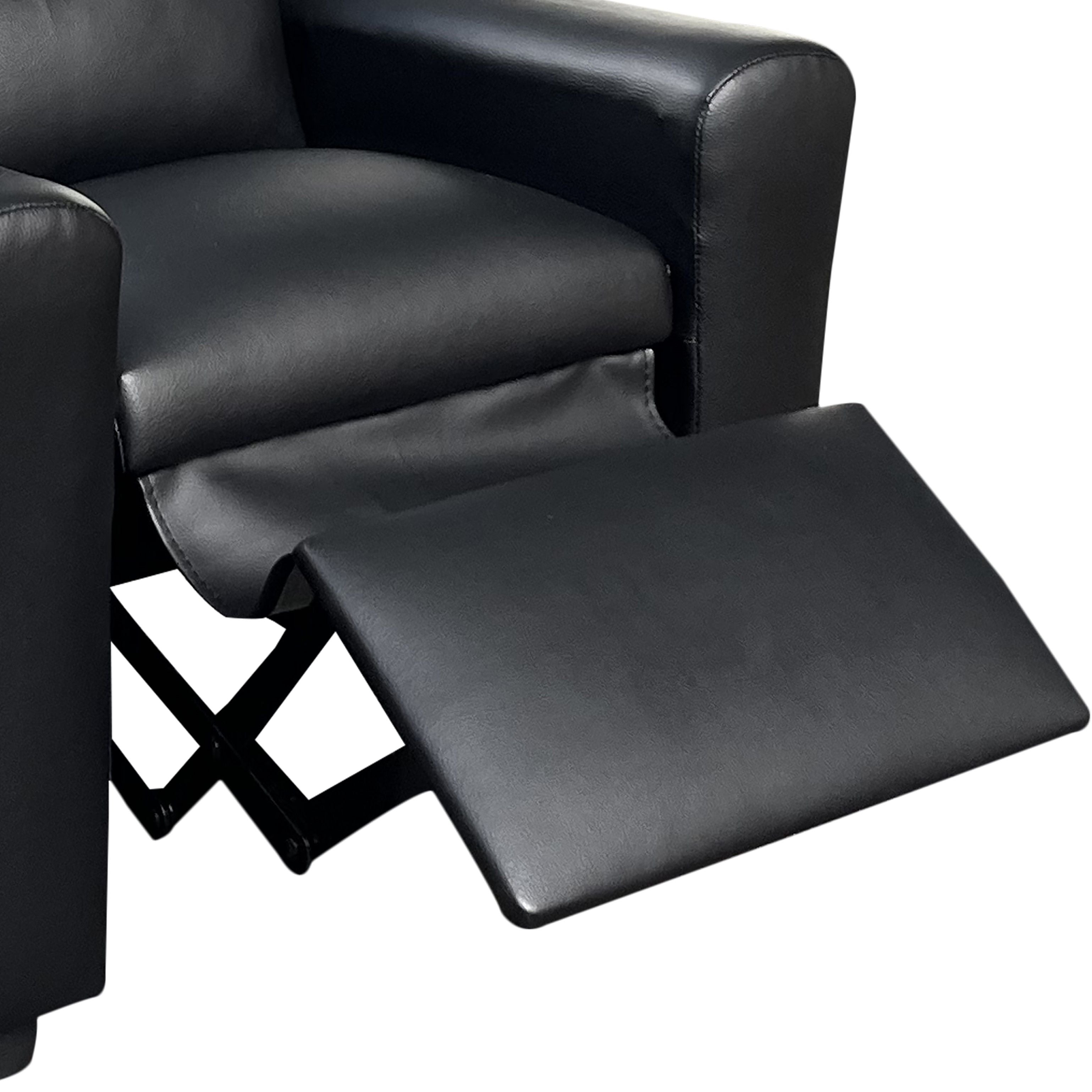 Marisa - Leather Kids Recliner Chair With Cupholder - Black