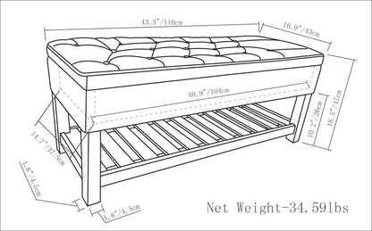 Lomond - Storage Ottoman Bench - Distressed Gray Taupe