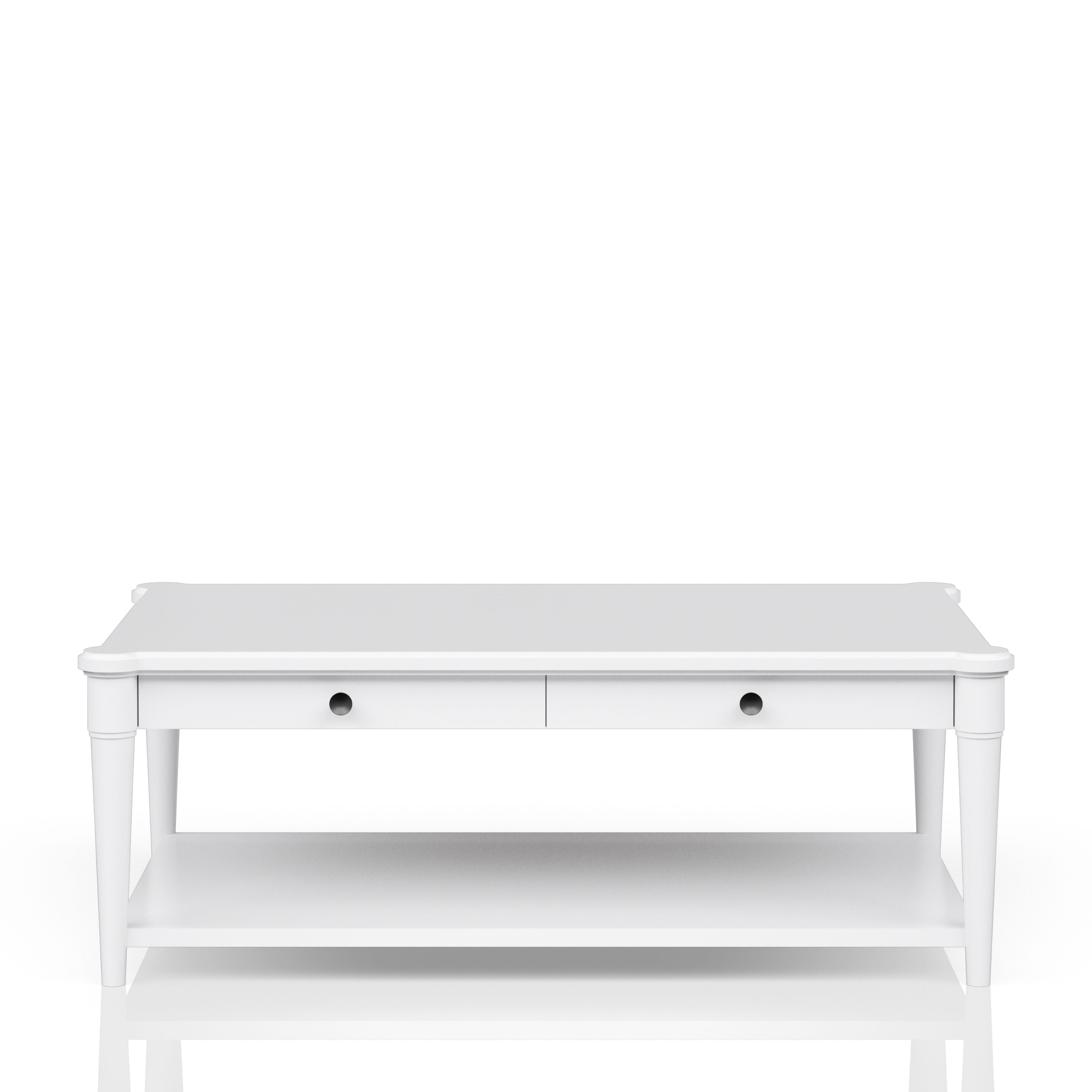 Cocktail Table With Two Storage Drawers And Casters - White