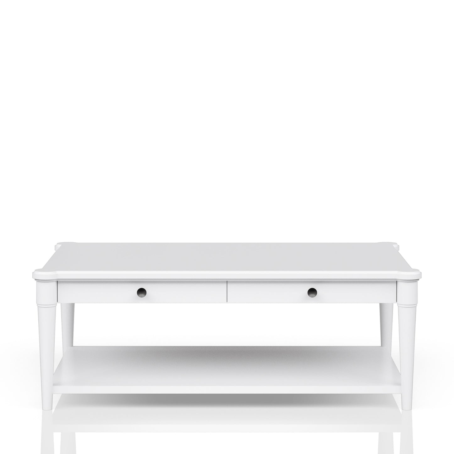 Cocktail Table With Two Storage Drawers And Casters - White