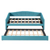 Twin Size Upholstered Daybed Sofa Bed With Trundle And Slat - Blue