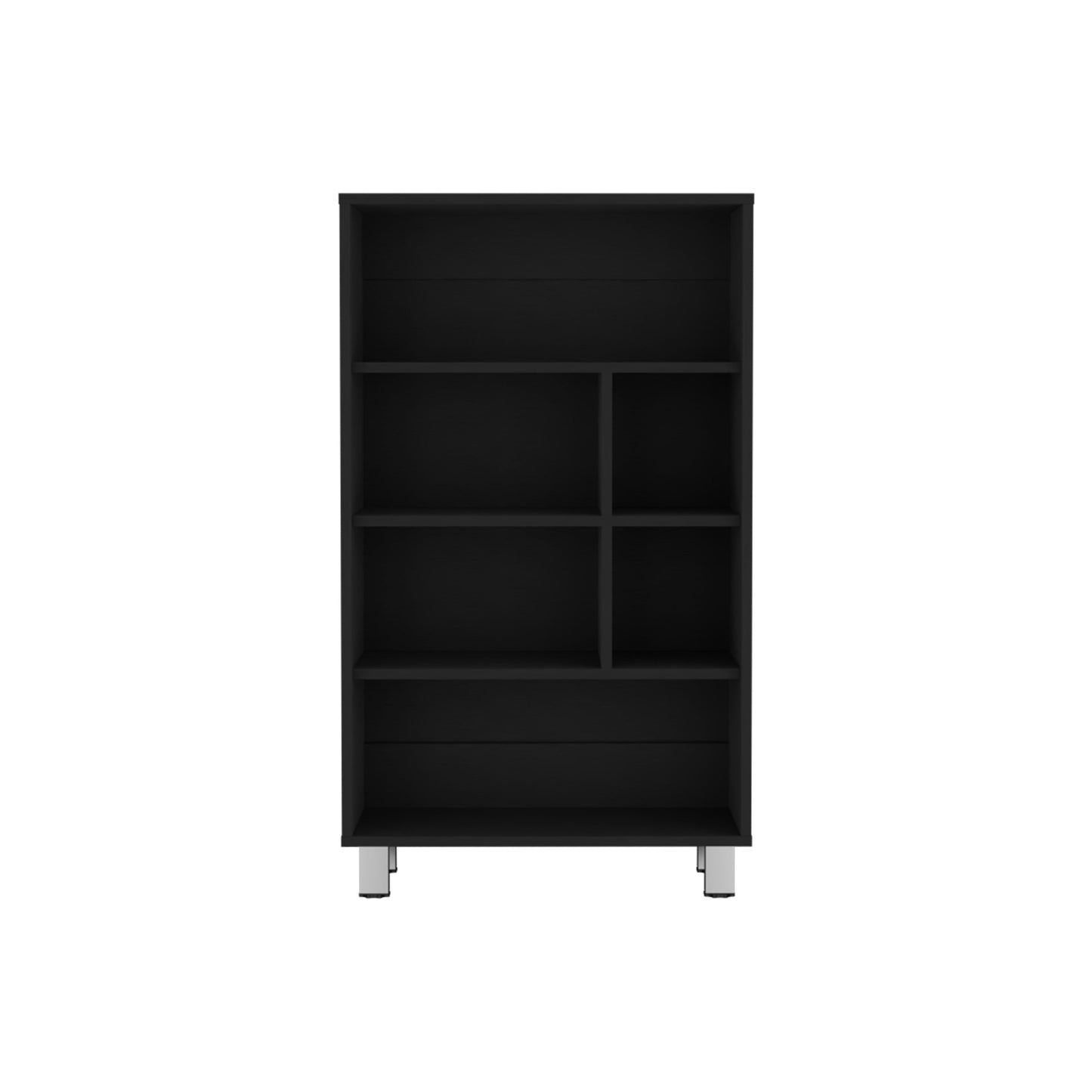 Bookcase, 6 Shelves, 4 Legs - Black