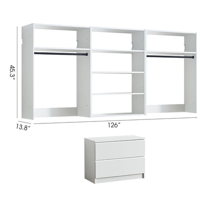 Devi - Wall Mounted Wood Closet System With Modular Units - White