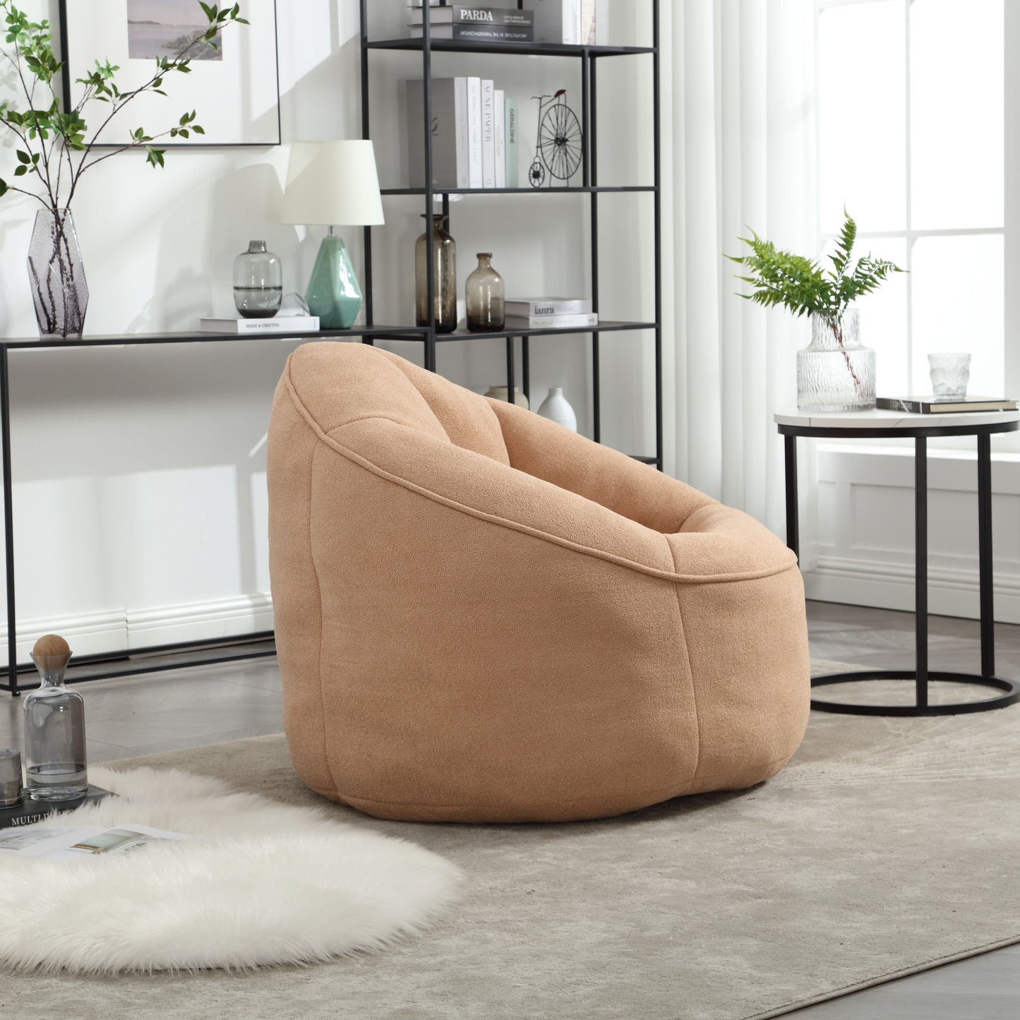 Bedding Bean Bag Sofa Chair High Pressure Foam Bean Bag Chair Adult Material With Padded Foam Padding Compressed Bean Bag With Footrest - Tan