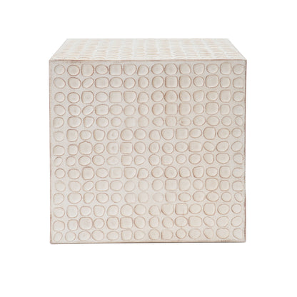 Chic Modern Mgo Cube Side Table With Fluted Design - Antique Brown