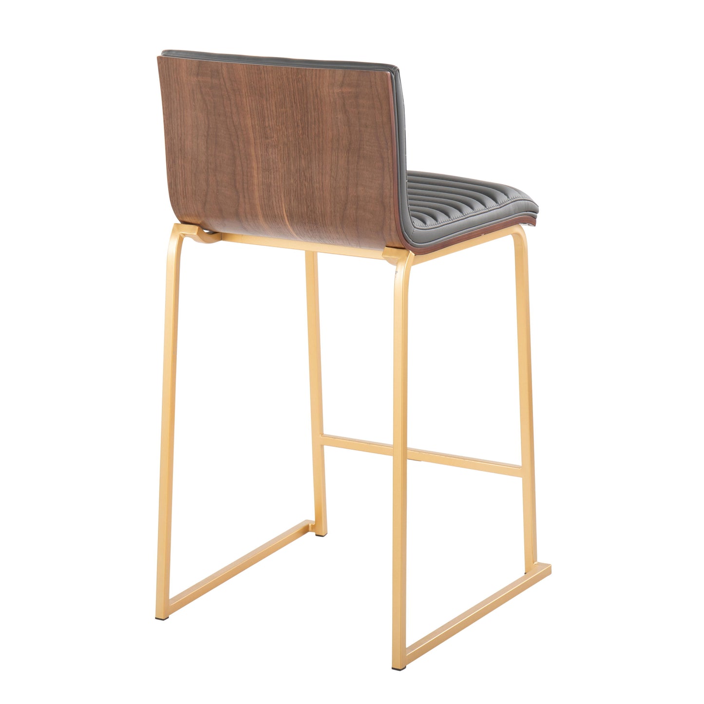 Mason Mara - Contemporary Fixed Height Counter Stool (Set of 2) - Gold / Walnut / Gray