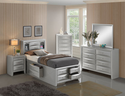 Marilla - Twin Storage Bed - Silver Champagne